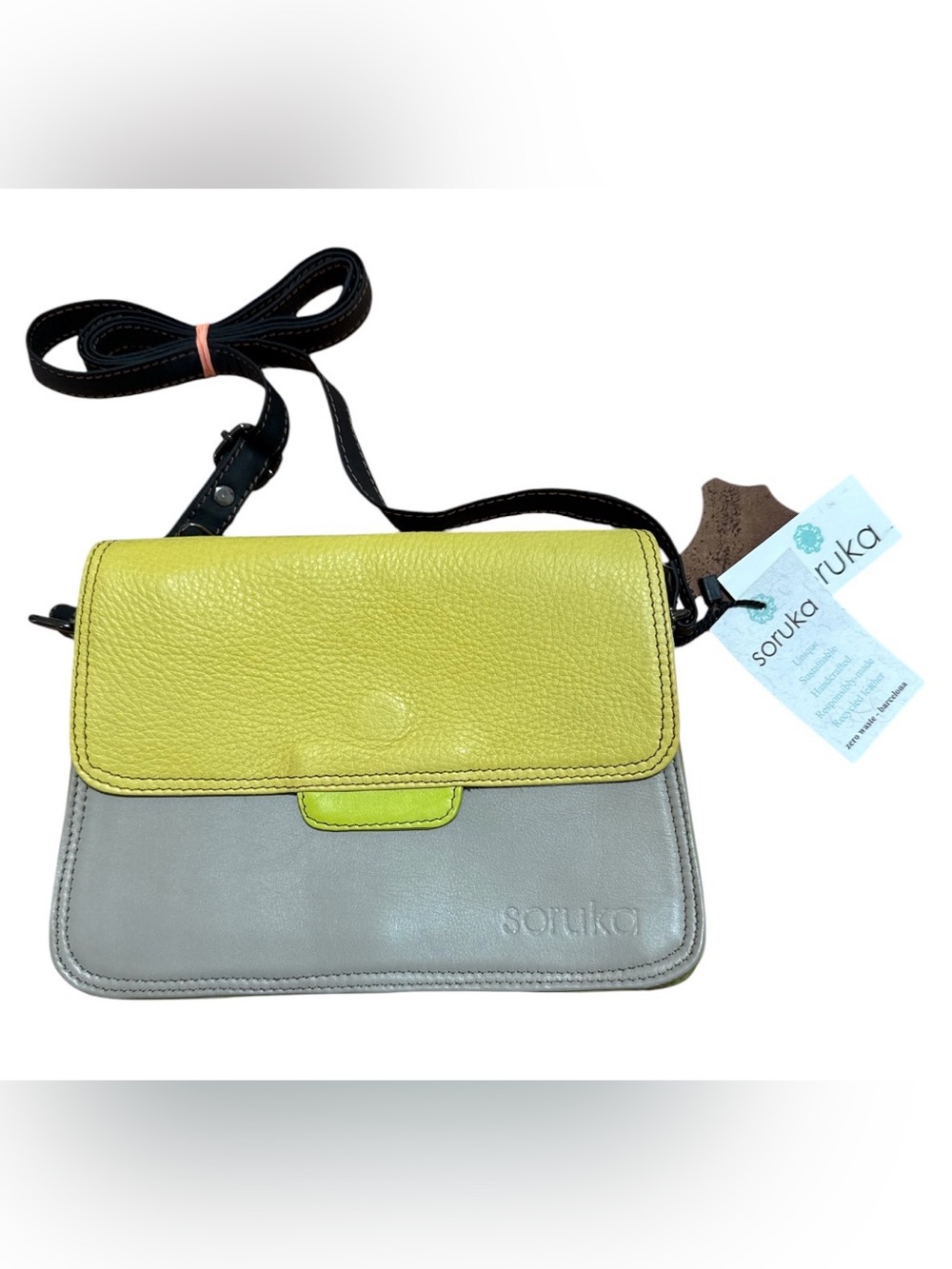 Soruka -NWT One-of-a-kind upcycled leather crossbody bag